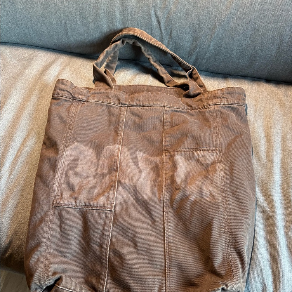 Ganni Brown Canvas Tote Bag
